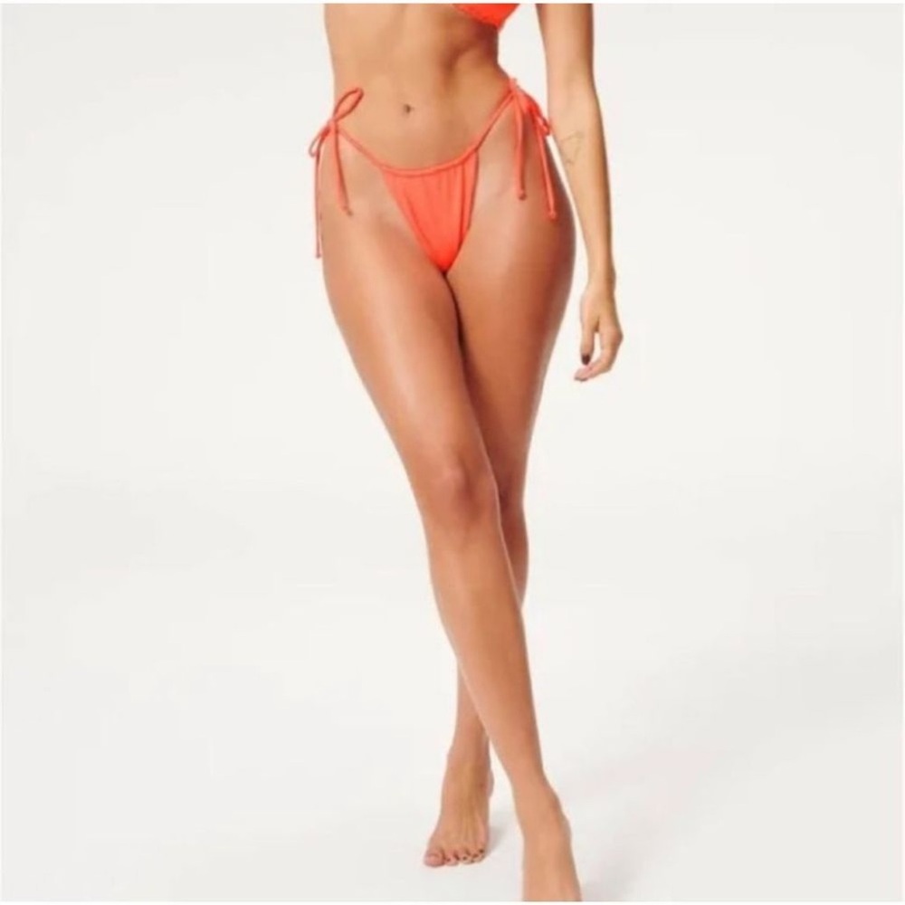 Good American Womens‎ Tiny Ties Bikini Bottom Hot Coral Size M